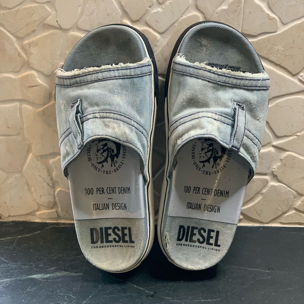 DIESEL | SA-Grand Ot Light Denim Slide Sandals | Sz 37